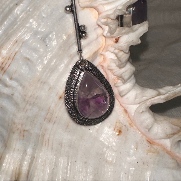 Modern Amethyst Solar dangle multi-gem handmade statement Necklace - Picture 4 of 13